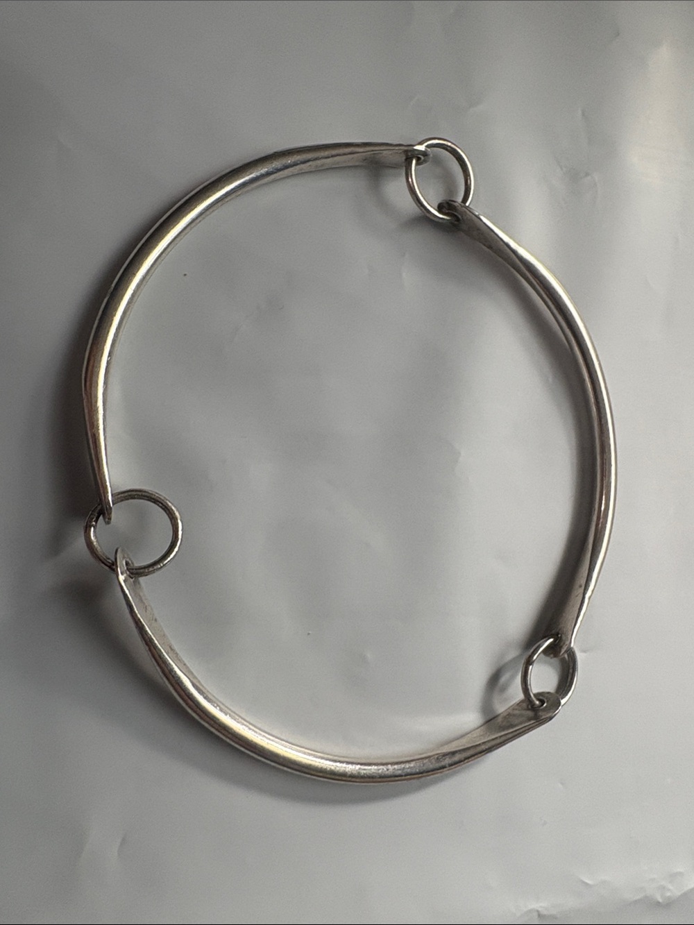 Sterling Silver Link Bangle Bracelet - Silver
